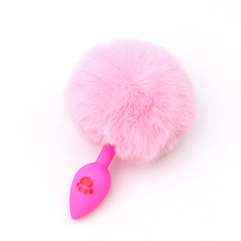 Cat Paw Anal Plug with Fluffy Fox Tail, Silicone Anal Beads Training Toy — detail image 6
