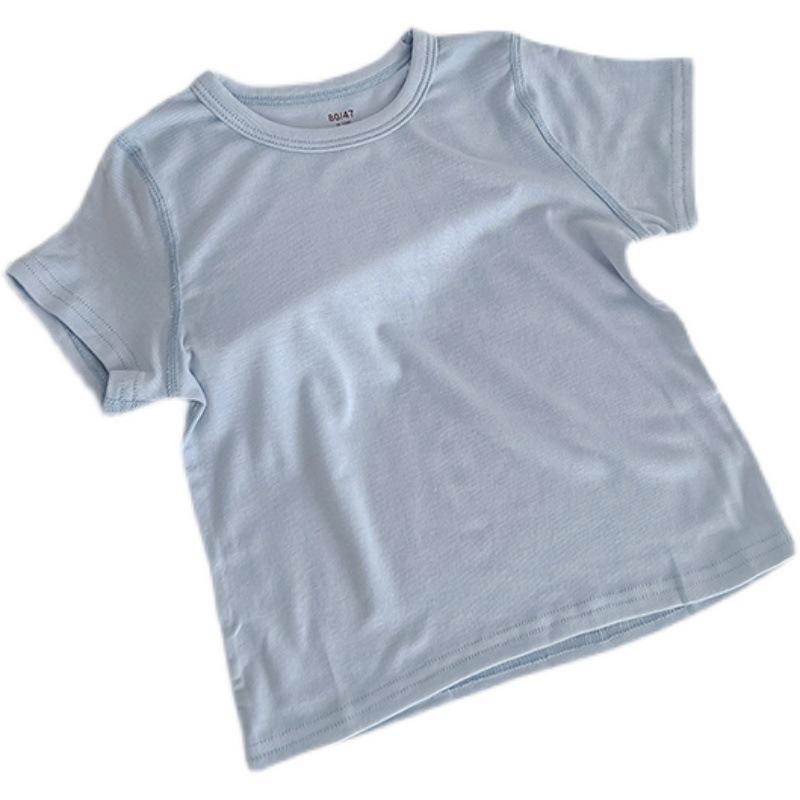 Summer thin solid color short sleeve T-shirt for boys
