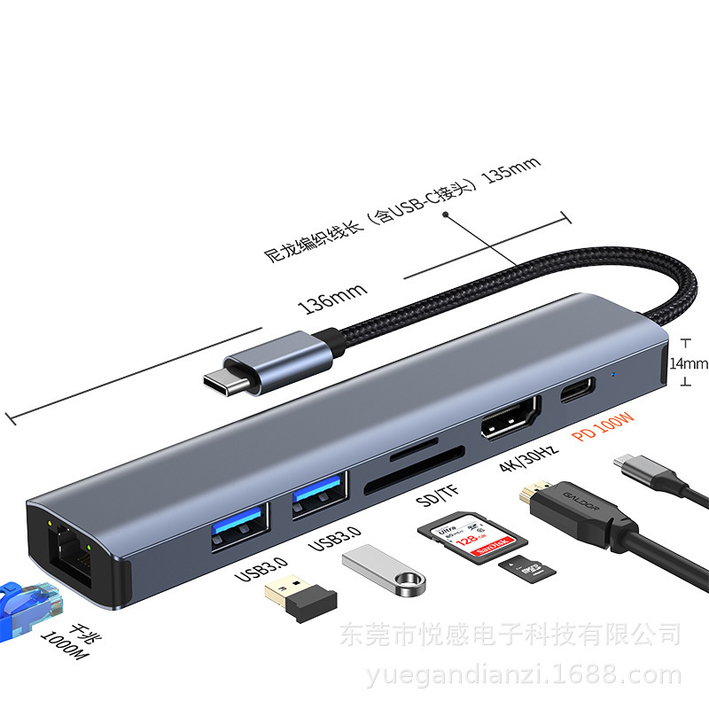 クロスボーダーusb3.0ハブrj45ネットワークカード拡張ドックtypecノートパソコン変換器五合一hub|undefined