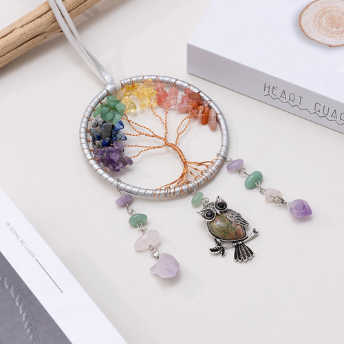 Owl Pendant Raw Stone Semi-Precious Stone Cross-Border Supply Jade Craftsmanship Owl Pendant for Women as a Gift
