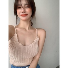 Solid Color Sexy Short Neckline Top Women's Trendy Retro Internet Famous Knitted Strapless Vest Women's Summer Fashion Underwear 