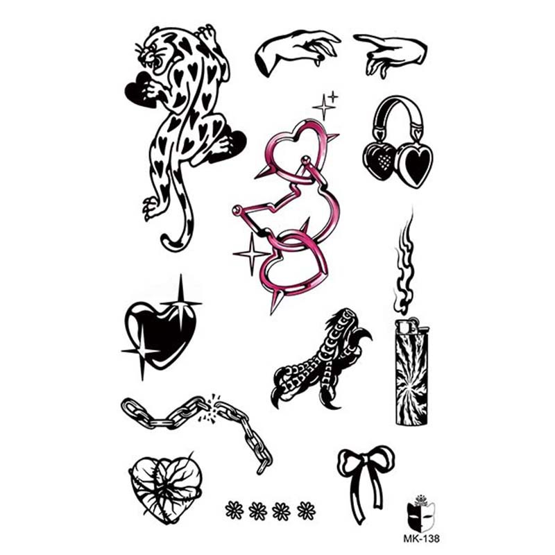 Animal blanco y negro desechable pegatinas de tatuaje belleza pegatinas de tatuaje moda estética patrón de personalidad dama pegatinas de tatuaje