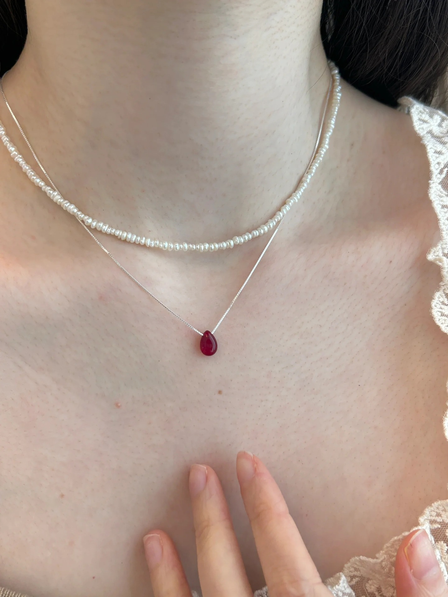 Pendant Necklace Classification 925 Sterling Silver Chalcedony Geometric Water Droplets Pendant Necklace