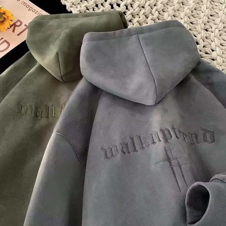 Schwerer Wildleder Sweatshirt Für Herren Oversize Winter Hoodie_voghion.com