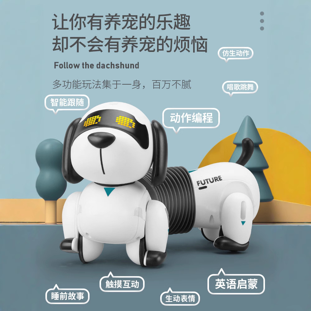 Seguimiento eléctrico de perro de salchicha inteligente robot de carga de control remoto puzzle mascota juguete perro niños regalos para niños y niñas