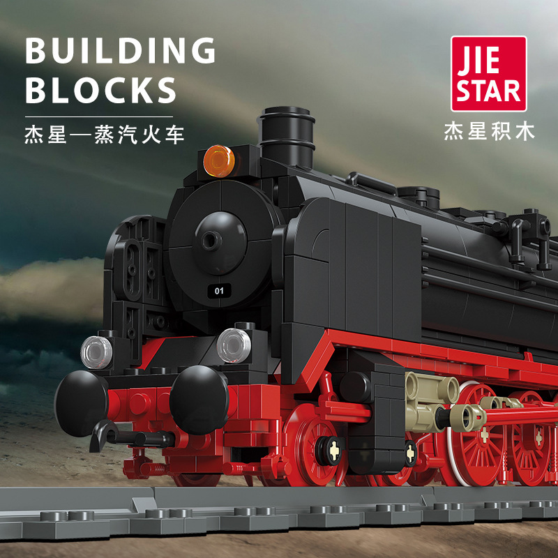 Jiexing pequeña partícula locomotora de vapor bloques de construcción para niños modelo de tren de simulación niño regalo de juguete del día del niño