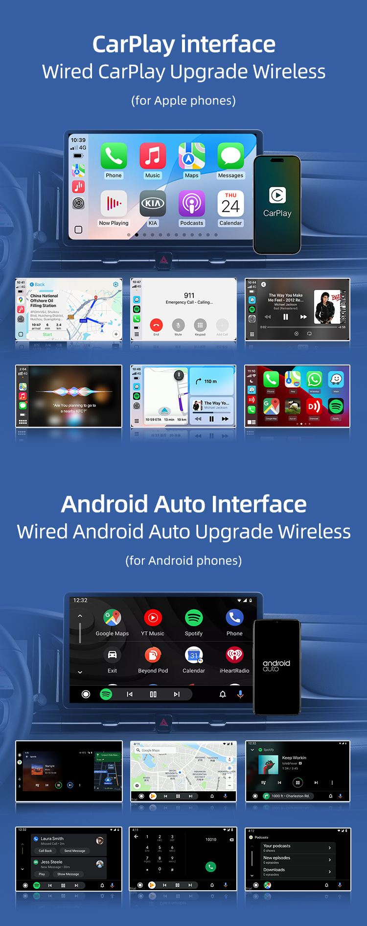 Cross-Border Carlinkit Original Car Wired to Wireless Carplay Two-In-One Interconnection Android Auto Box