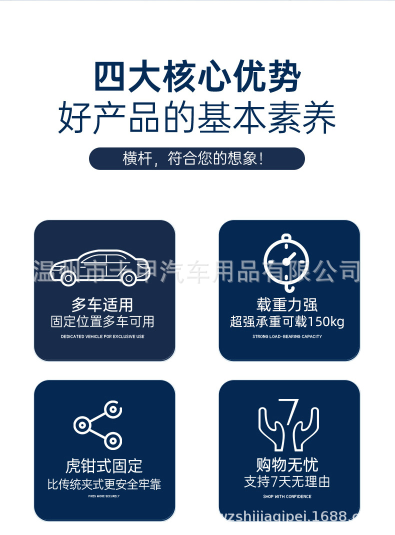 Heavy-Duty Aluminum Alloy Roof Rack with Low-Profile Clamp Design for Carrying Luggage and Cargo