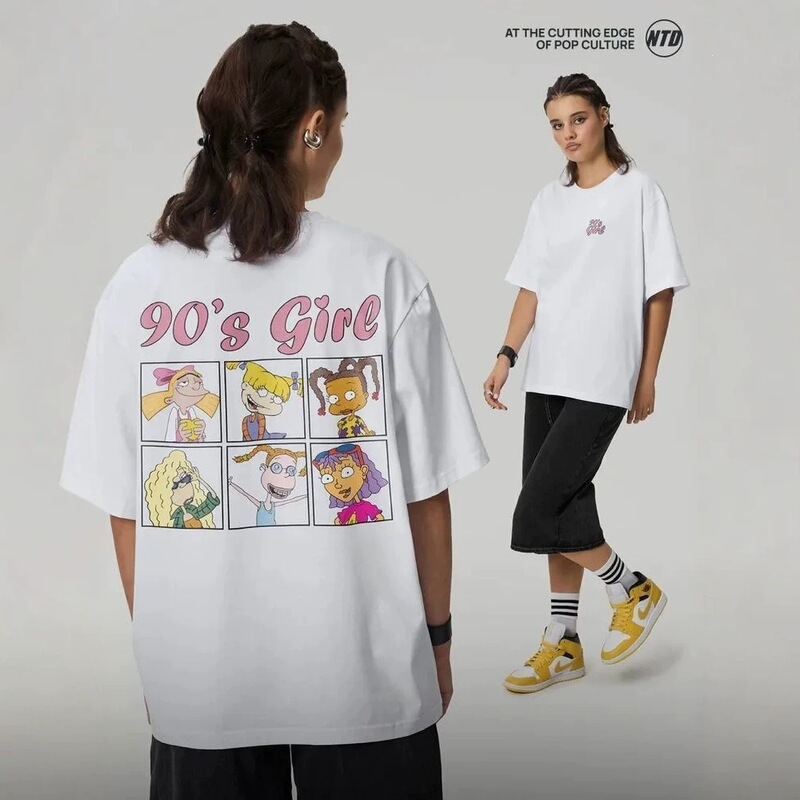 90s girl cartoon print loose T-shirt, casual, versatile, comfortable, short-sleeved, pure cotton, round neck, niche top 90s girl cartoon print loose T-shirt, casual, versatile, comfortable, short-sleeved, pure cotton, round neck, niche top