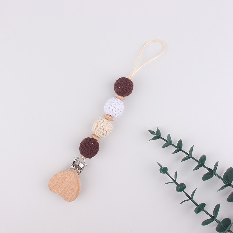 Productos para bebés Apaciguar la cadena de chupete de haya, clip de hilo de ganchillo, bola de lana, anti-caída de cadena, temu shein transfronterizo