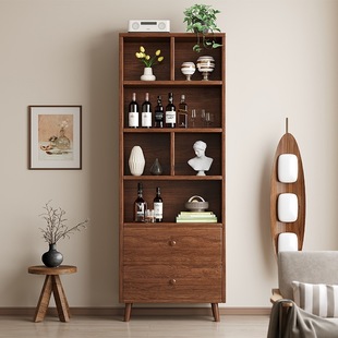Solid Wood Ecological Board Wine Cabinet Wall-Mounted Living Room Storage Rack Display Cabinet Small and Medium-Sized 2024 New Home Small