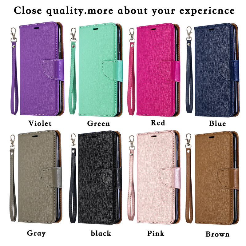 For Samsung S22 ultra + solid color bracket protective leather case A13/M52/A03S litchi pattern mobile phone case 32