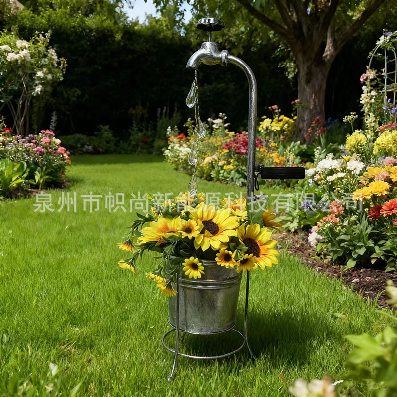 Manufacturer E-Commerce Solar Kettle Lamp Lamp Flower Pot Rack Solar Courtyard Lawn Iron Decorative Lamp Courtyard