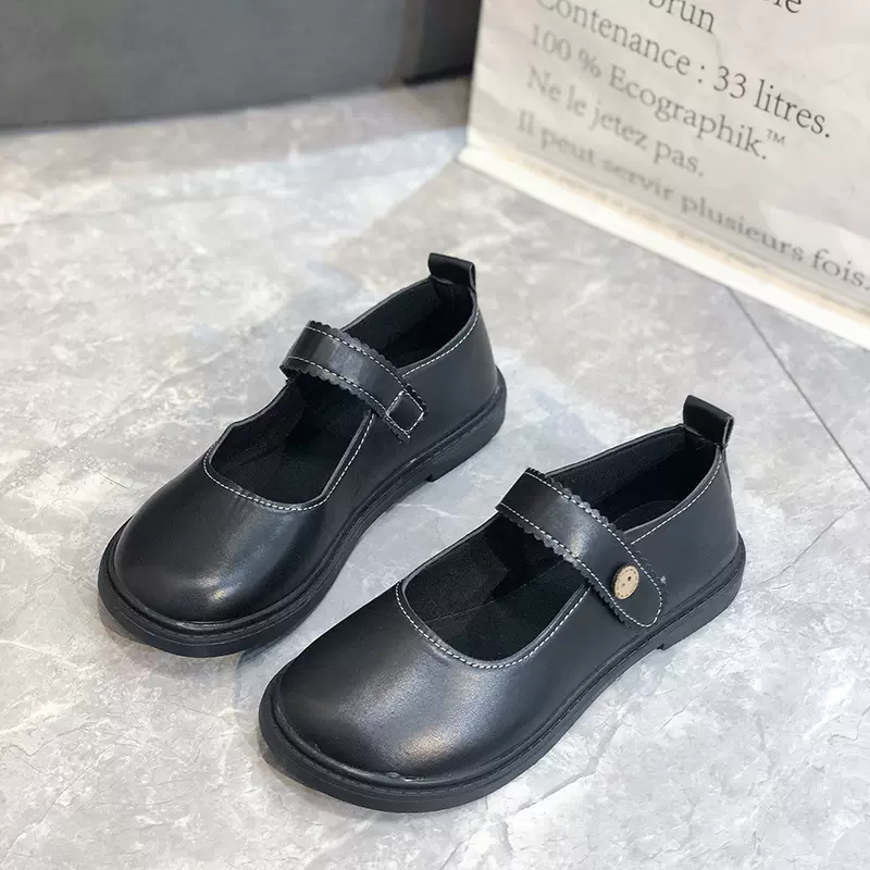 跨境制服单鞋女2025春秋新款法式浅口玛丽珍鞋低跟英伦风小皮鞋女