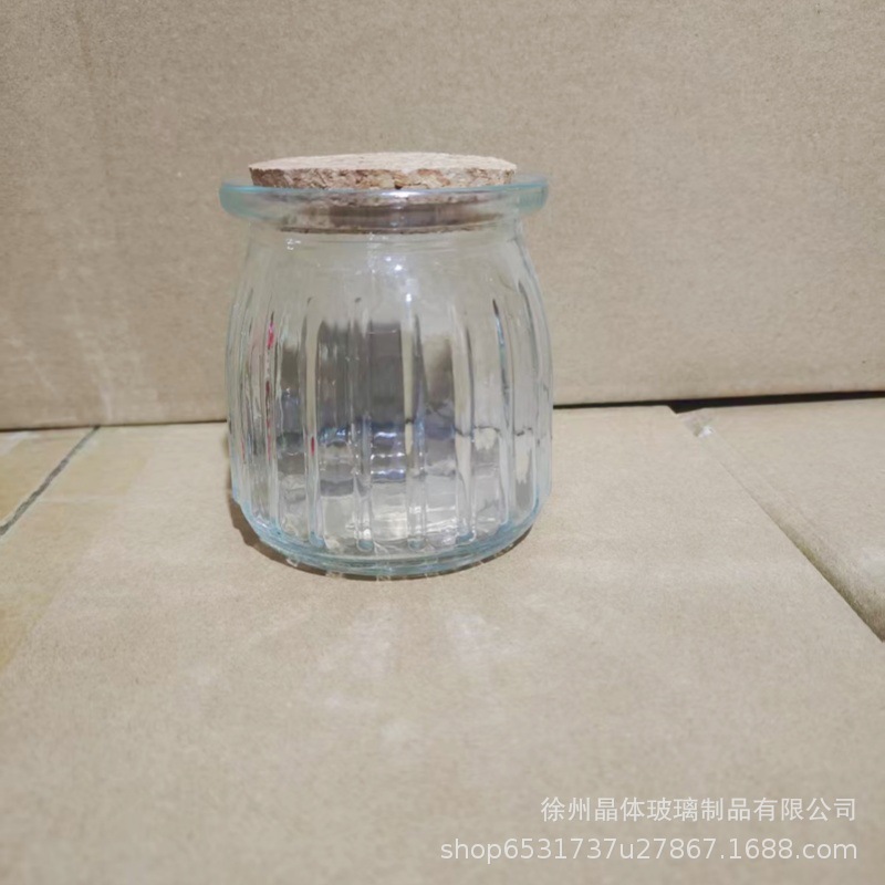 卸売り100mlガラス布丁瓶厚手牛乳カップ耐高温ヨーグルト瓶木栓ガラス瓶許瓶瓶
