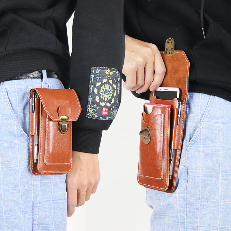 Bolsa para teléfono móvil ultrafina e impermeable, riñonera multifuncional para llevar en la cintura, funda para teléfono con cinturón para hombres para obras de construcción al aire libre, estilo empresarial moderno