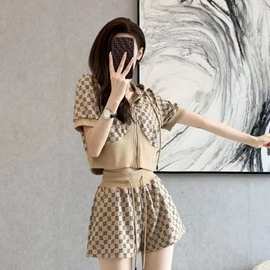 网红休闲套装女夏季2023新款时尚连帽卫衣高腰显瘦短裤运动两件套