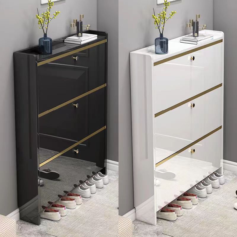 New White Black Surface Painted Shoe Cabinet Large Capacity Tipping Shoe Cabinet Imitation Solid Wood Board Household Shoe Rack Free Shipping