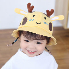 小鹿寶寶盆帽2021新款嬰兒帽子寶寶寬檐遮陽嬰兒漁夫帽6-18個月