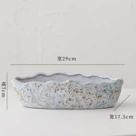 多肉花盆浅口圆形吸水粗陶拼盘拼盆陶瓷简约透气排水口多肉专用