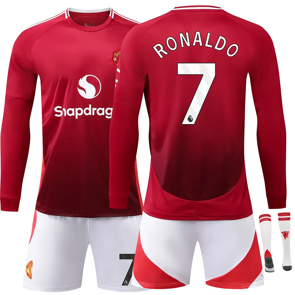 2425红魔主场球衣7号C罗21安东尼长袖足球服套装跨境jersey训练服