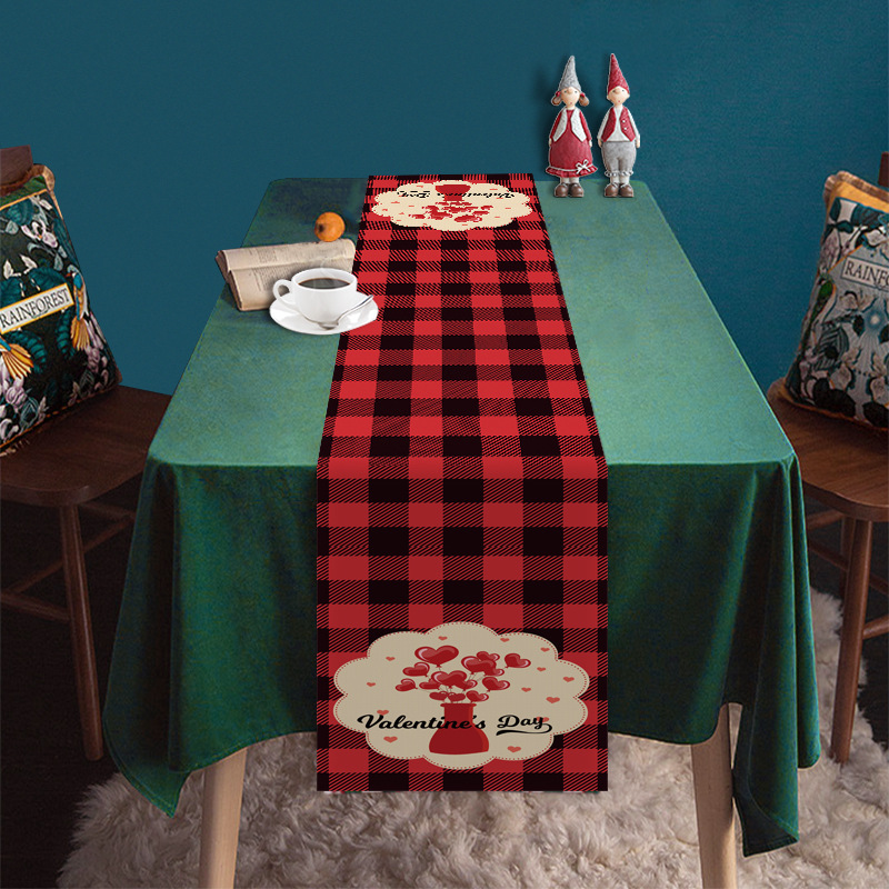 Transfronterizo nuevo día de San Valentín camino de mesa Lino impreso mantel hogar Decoración sofá fiesta Festival atmósfera Decoración