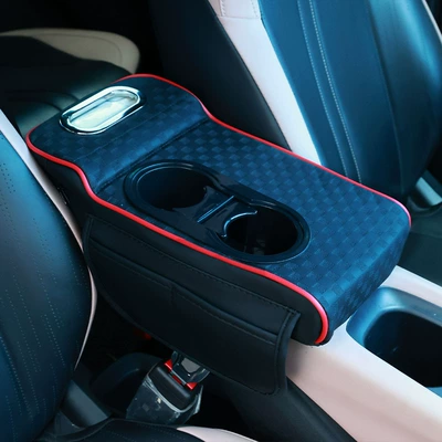 Armrest box pad – Box - embossed-style-black-and-red-lines