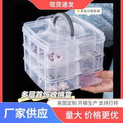 多层可叠加三层手提儿童玩具收纳箱家庭药箱透明有盖塑料整理箱