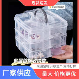 多层可叠加三层手提儿童玩具收纳箱家庭药箱透明有盖塑料整理箱