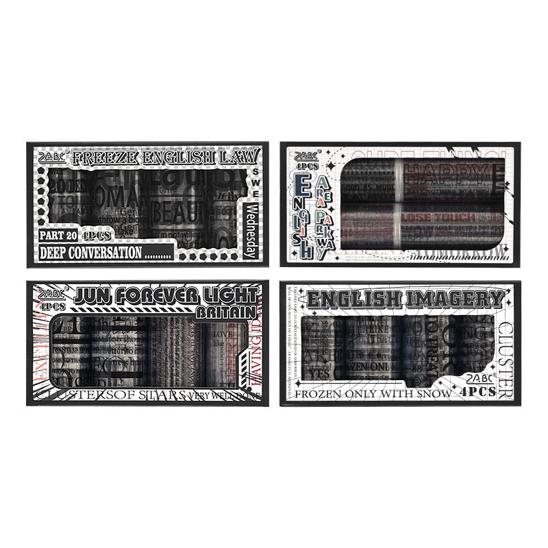 BAE caja de cinta adhesiva transparente impermeable para mascotas diy diario pegatinas retro transfronterizas pegatinas inglesas