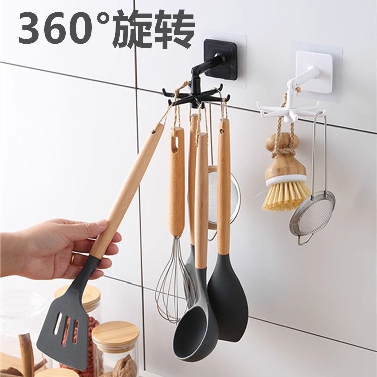 No-Drill Rotating Hook for Home Entryway and Kitchen, Six-Claw Adhesive Storage Rack, Multifunctional and Traceless Design No-Drill Rotating Hook for Home Entryway and Kitchen, Six-Claw Adhesive Storage Rack, Multifunctional and Traceless Design