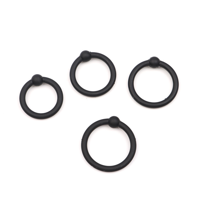 Silicone Four-Ring Locking Cock Ring, Physical Delay Ring for Men, Black — detail image 5