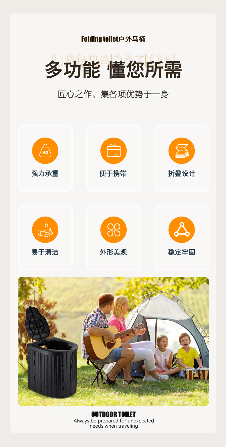 Car-Mounted Toilet, Foldable Portable Outdoor Mobile Emergency Toilet, Self-Driving Travel Supplies, Car Toilet, Camping