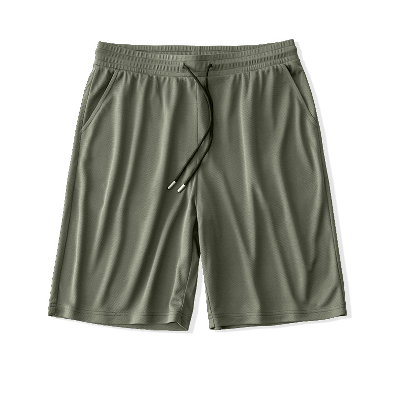 [Cross-Border Export] Men's Summer Mesh Ice Silk Shorts Quick-Drying Thin Elastic Cord Sports Loose Five-Point