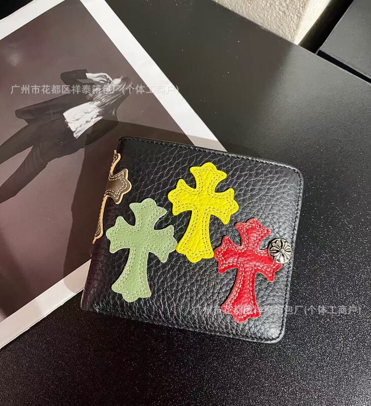 克罗风进口牛皮彩色贴皮十字架按扣零钱包拉链卡包钥匙包男女通用|undefined
