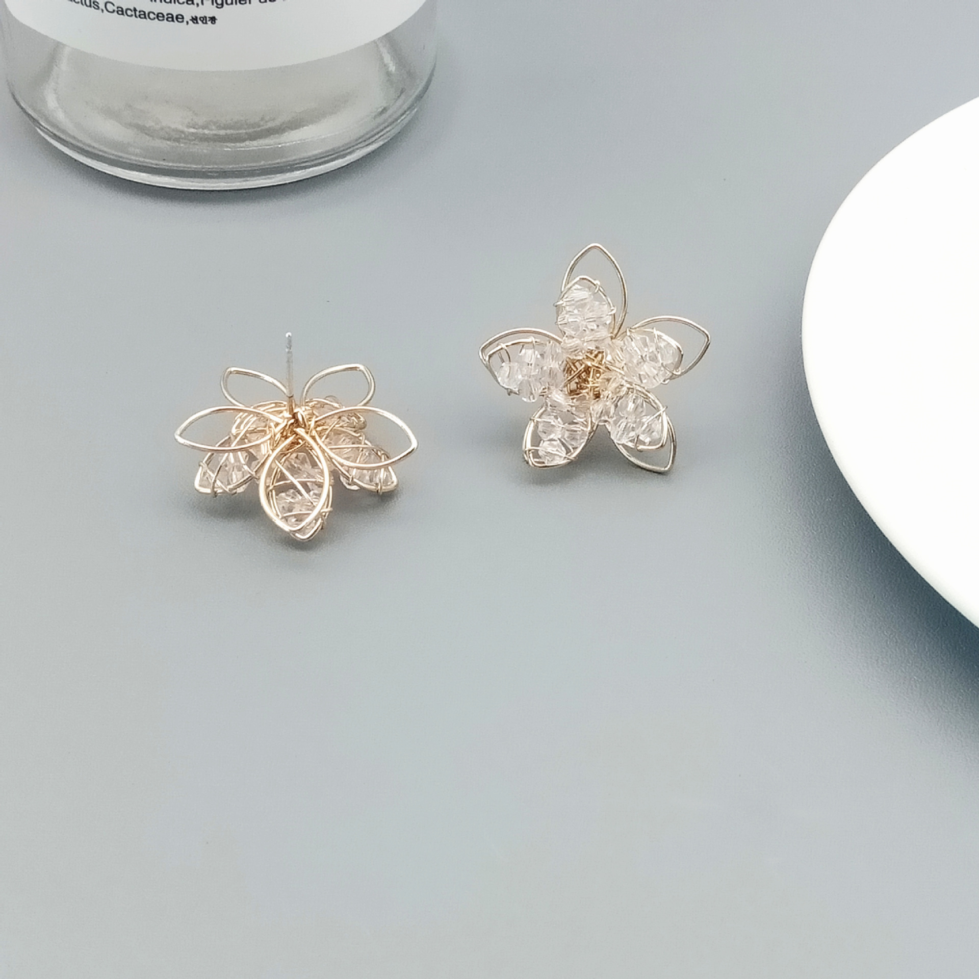 Sweet Flower Alloy Crystal Plating Ear Studs display picture 4