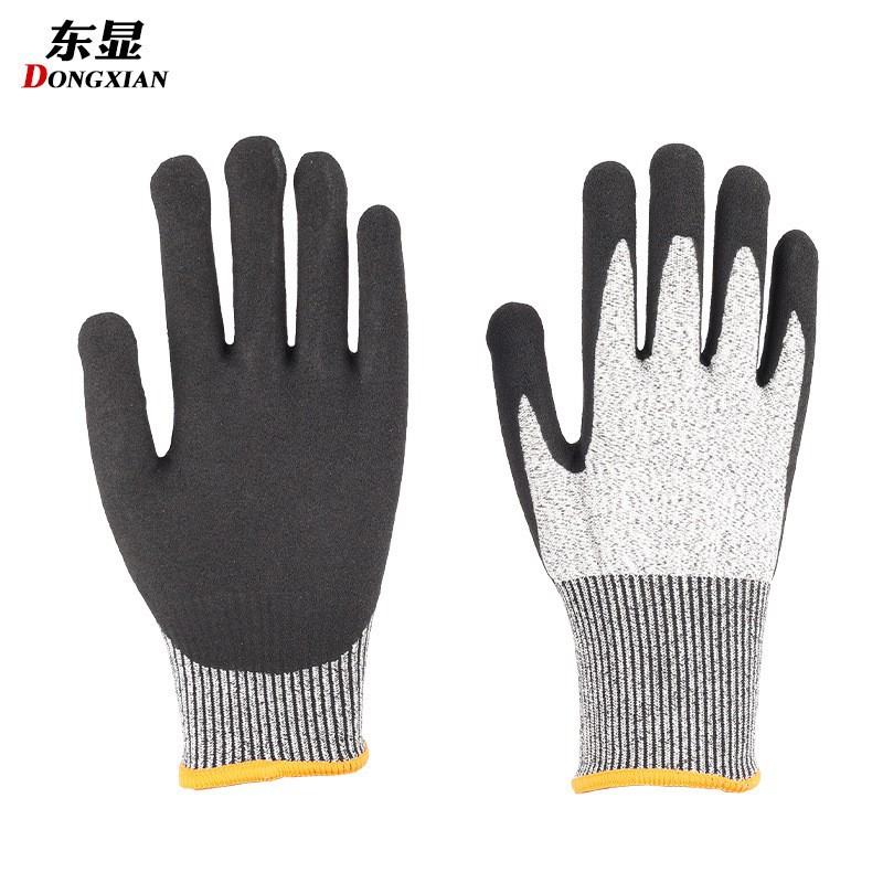 Guantes de trabajo resistentes a cortes de nivel 5 de calibre 13, resistentes a pinchazos, antideslizantes y resistentes al desgaste para trabajos en obras de construcción, suministro exclusivo transfronterizo.