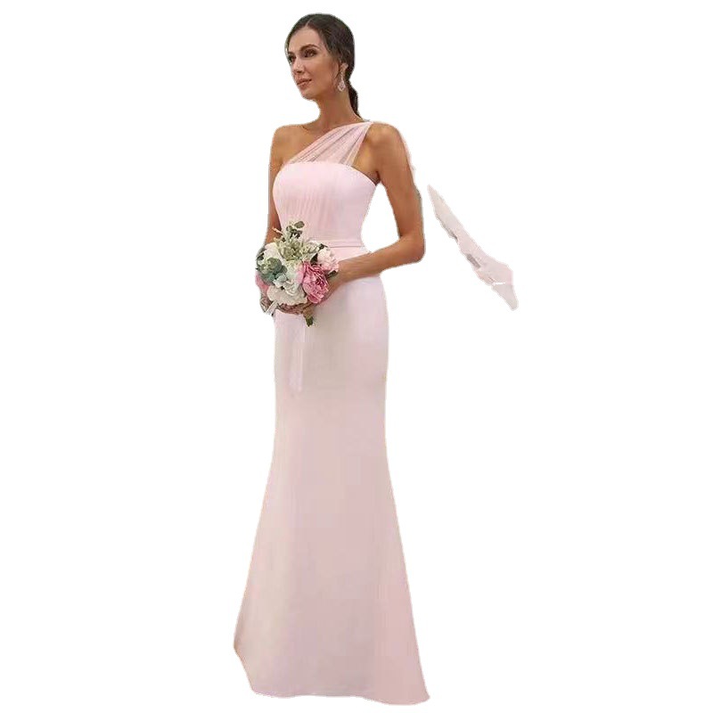 Comercio exterior de Europa y América Amazon AliExpress deseo vestido de noche de las mujeres sexy de un solo hombro fishtail adelgazar vestido elegante image 5