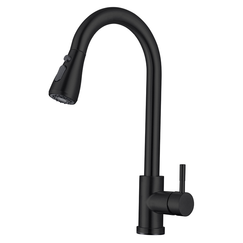 SUS304 Acero inoxidable cocina pull grifo inducción caliente y fría retráctil cepillado Oro Negro toque grifo