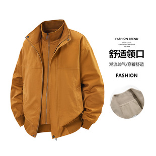 2025 Spring and Autumn New Vertical Collar Fake Two-Piece Casual Jacket Men's and Women's Japanese Style Loose Jacket Top 5302