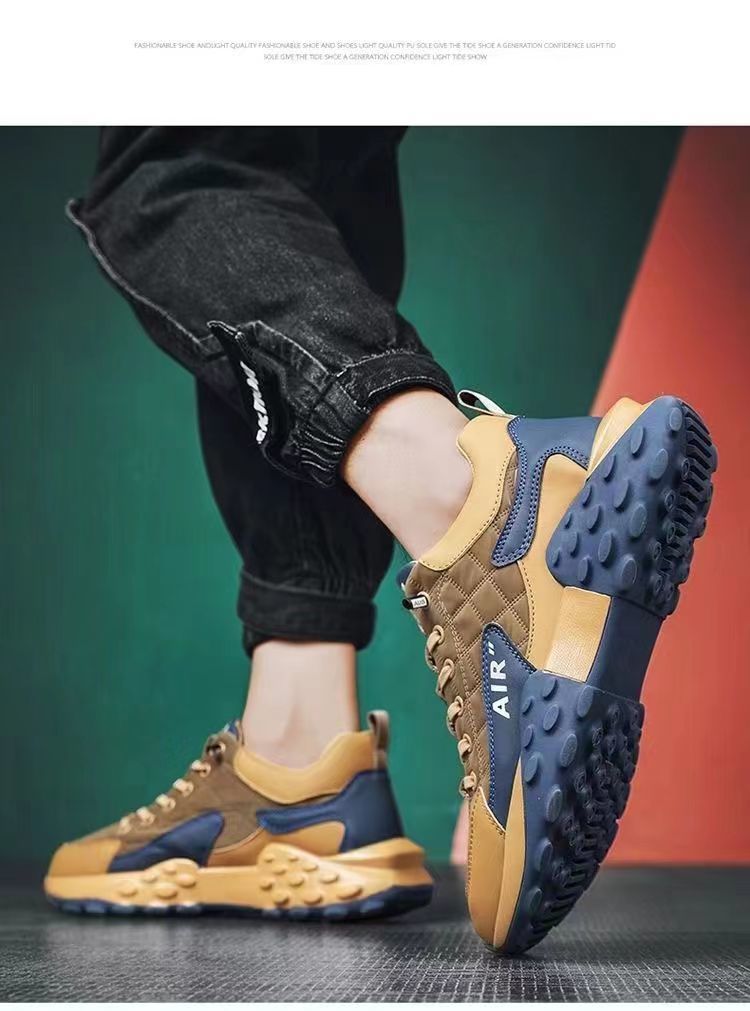 Men's Platform Casual Shoes Leather Waterproof Trainers_voghion.com