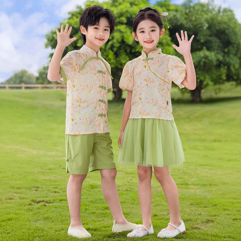 Детский костюм Hanfu для исполнения костюмов Летний костюм Tang Новый китайский стиль