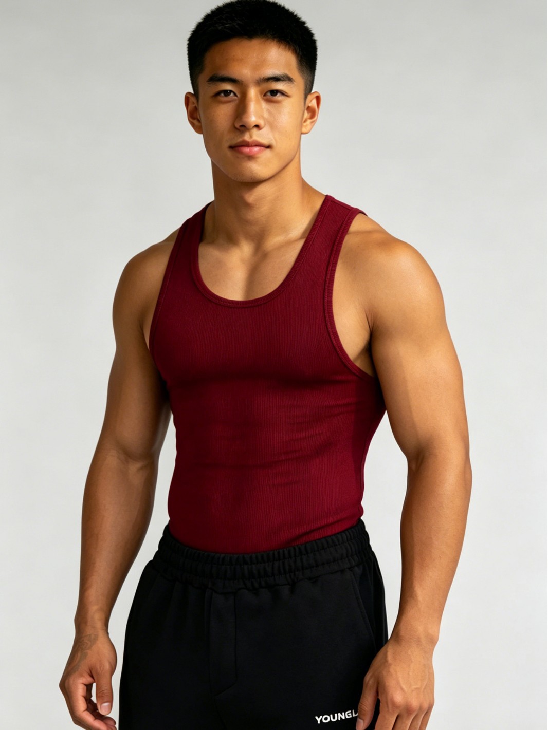 Chaleco de textura peinada, chaleco grande, ropa de entrenamiento de ocio deportivo de verano para hombres, camiseta sin mangas seca a hombros
