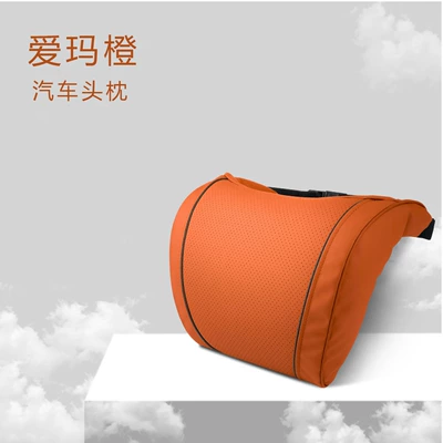 Car Headrest and Neck Pillow Suitable for Ideal Tesla Headrest and Lumbar Support, Adjustable Removable Pillowcase, Universal for All Seasons (Headrest) - k-series-nappa-leather-headrest-emma-orange-single-pack