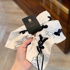 韩系大肠方巾发圈卡通小兔蝴蝶结头饰丸子头发饰ins可爱印花头绳