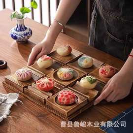 复古木质托盘点心零食盘九宫格干果蛋黄酥展示拼盘围炉煮茶干果盒