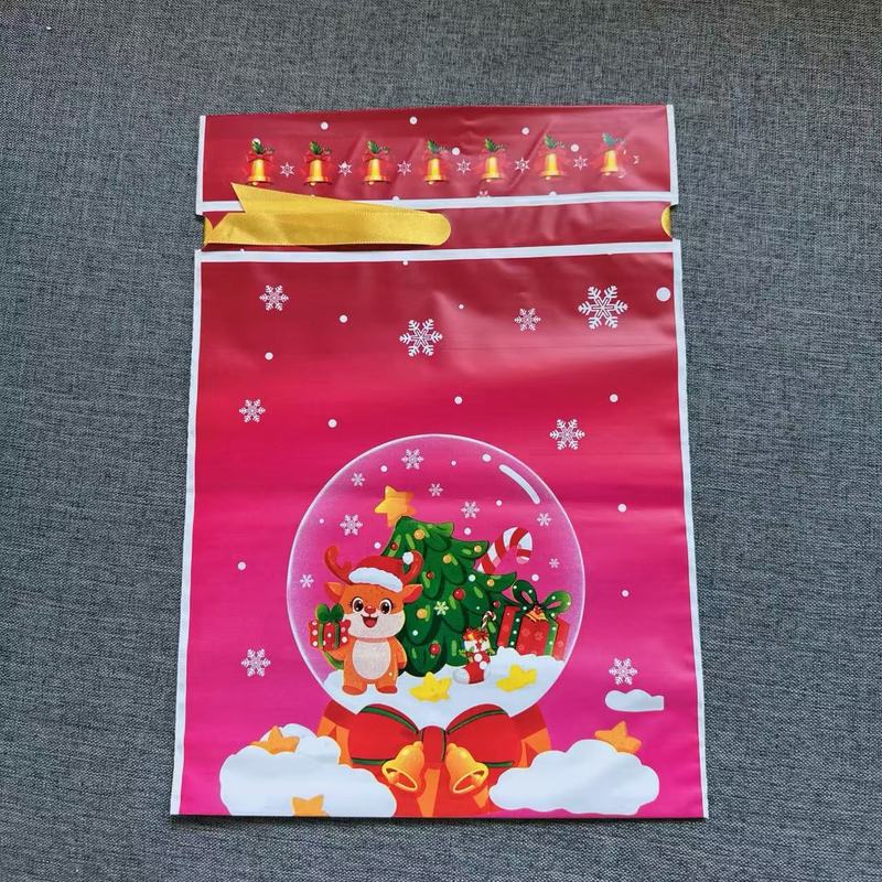 大型の新作越境ECクリスマスギフト包装袋、リボン付き巾着袋、キャンディバッグ、アップルバッグ、23cm*34cm|undefined