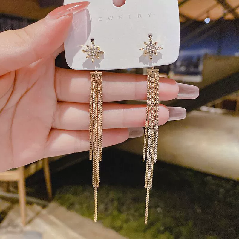 Серьги асимметричные с кисточкой, 925 серебро, игла, корейский стиль элегантный минимализм