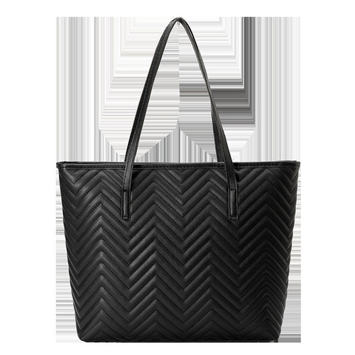 High-end Water Wave Embroidered Tote Bag 2025 New Style Fashionable and Elegant Large Capacity Solid Color Zipper Women's Single Shoulder Bag