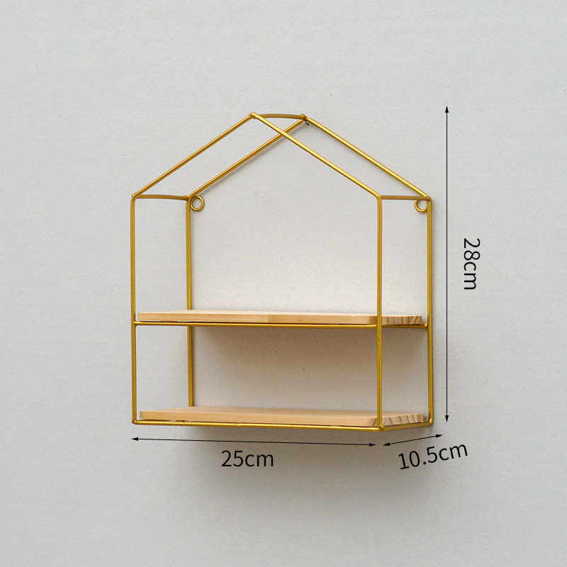 Estante Decorativo de Pared de Hierro y Madera Estilo Nórdico para Sala de Estar